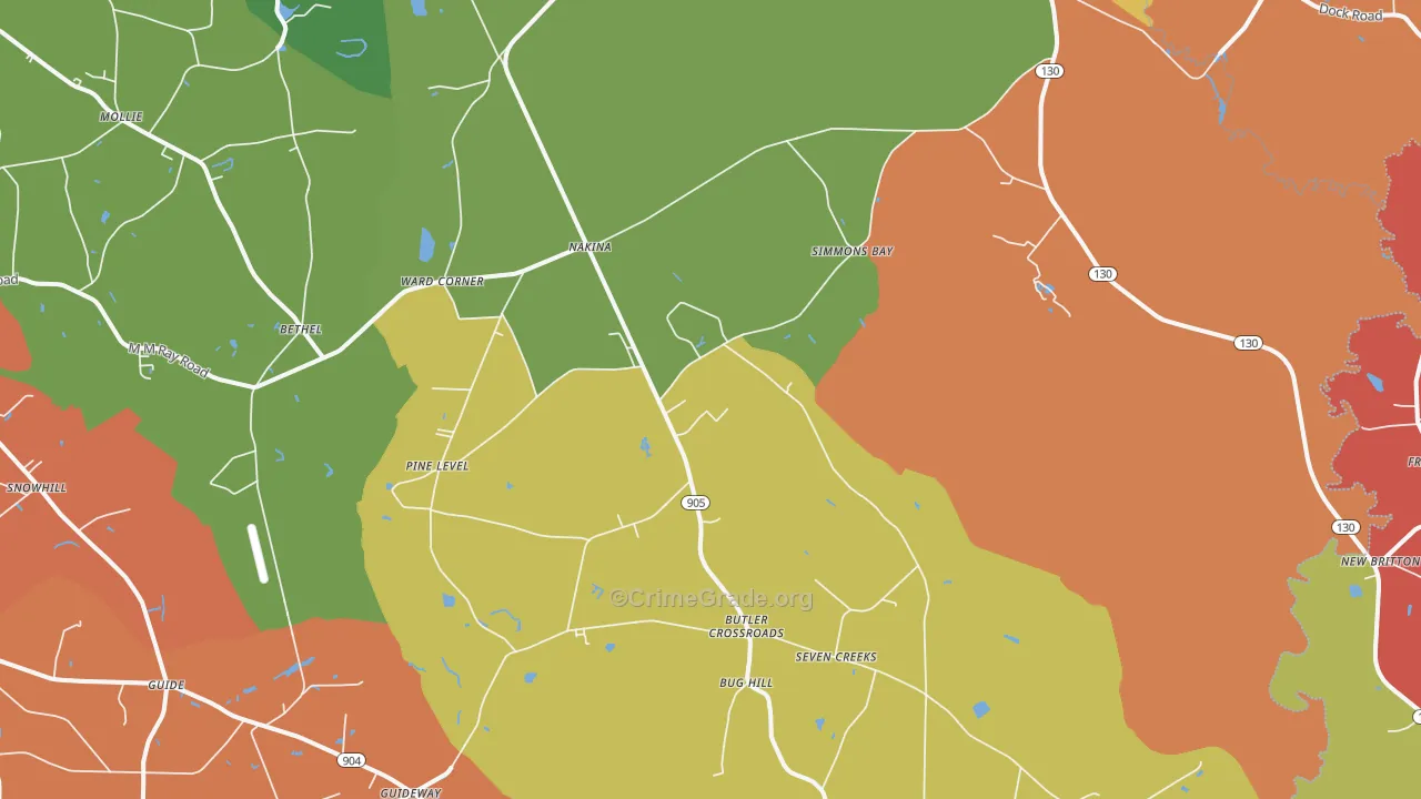 28455, NC Map of Theft Rates
