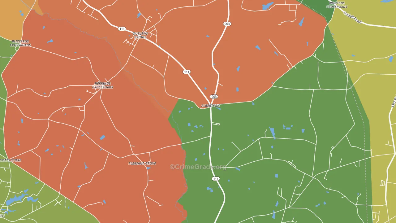 28508, NC Map of Theft Rates
