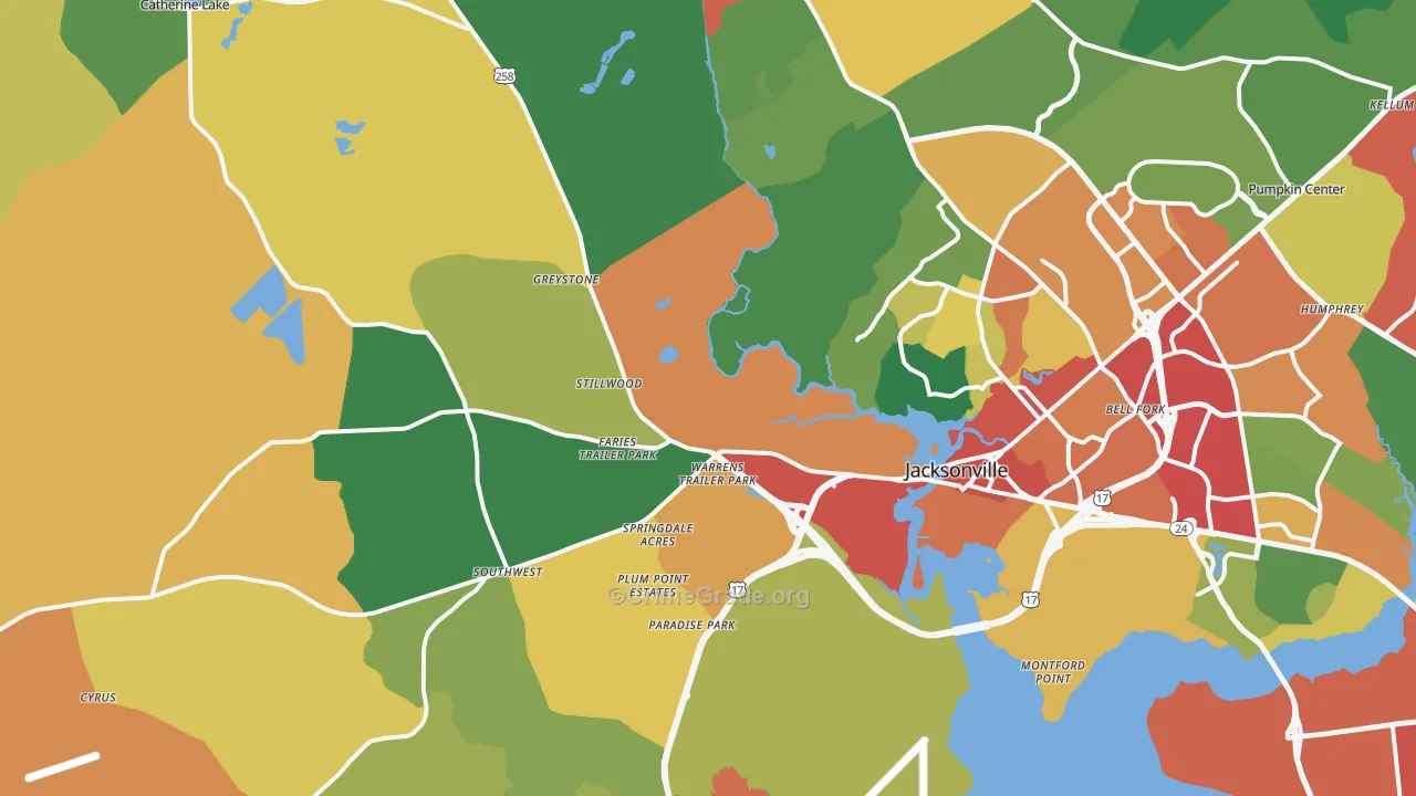 28540, NC Map of Theft Rates