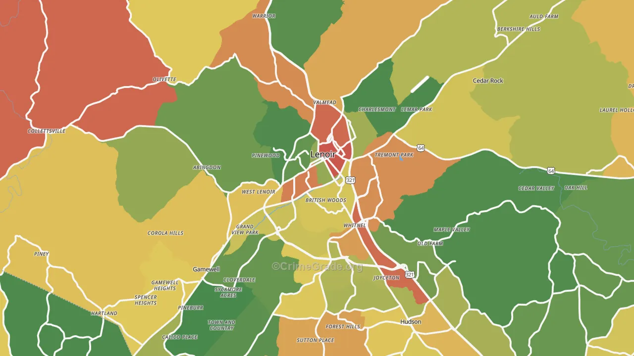 28645, NC Map of Theft Rates
