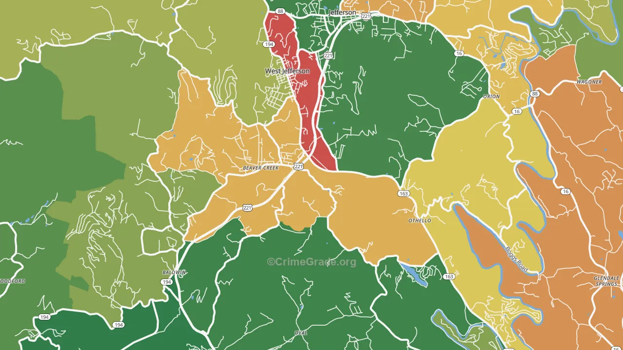 28694, NC Map of Theft Rates
