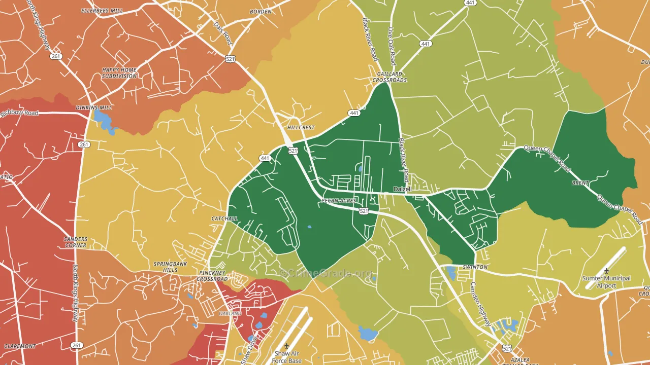 29040, SC Map of Theft Rates