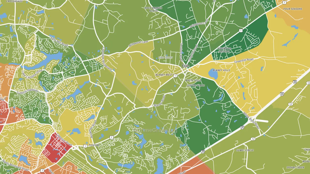 29045, SC Map of Theft Rates