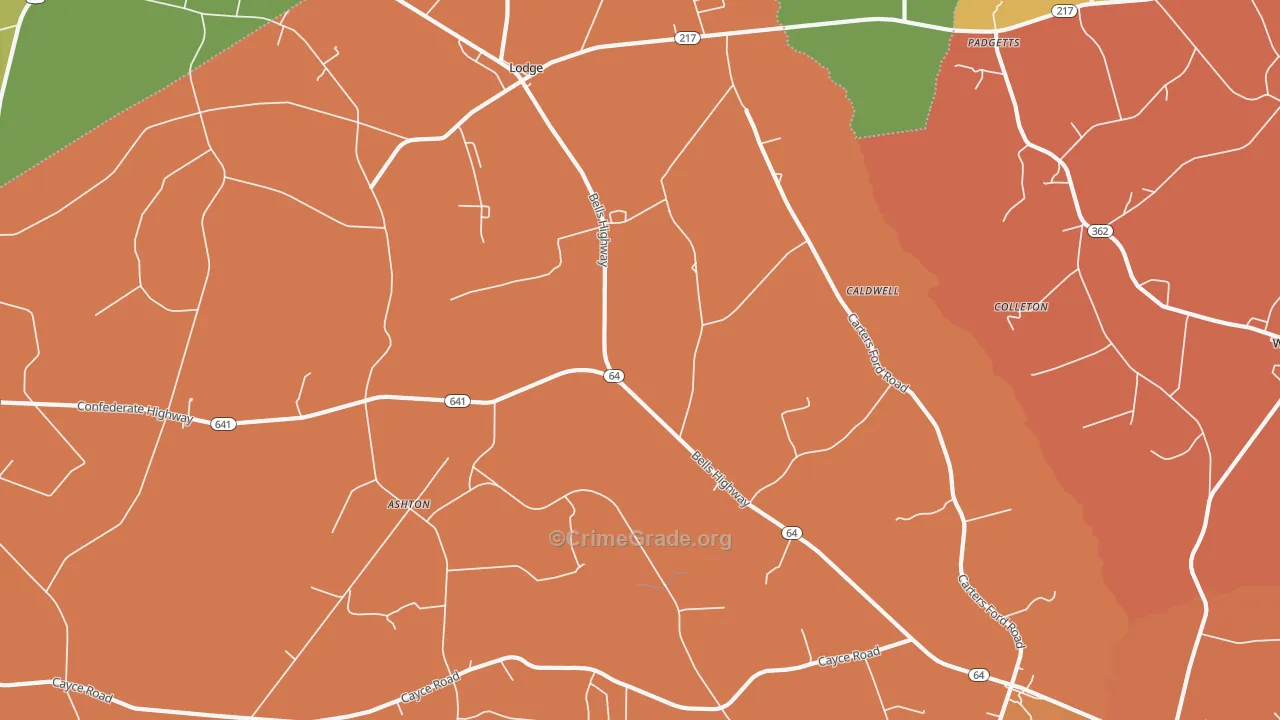 29082, SC Map of Theft Rates