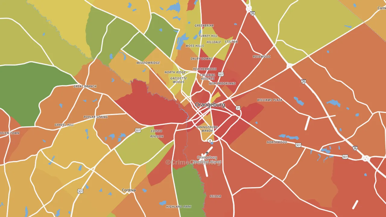 29115, SC Map of Theft Rates