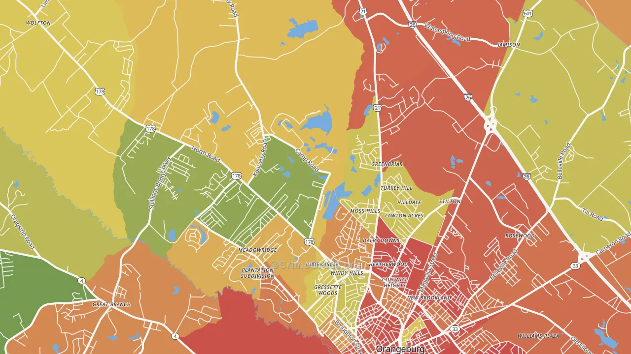 29118, SC Map of Theft Rates