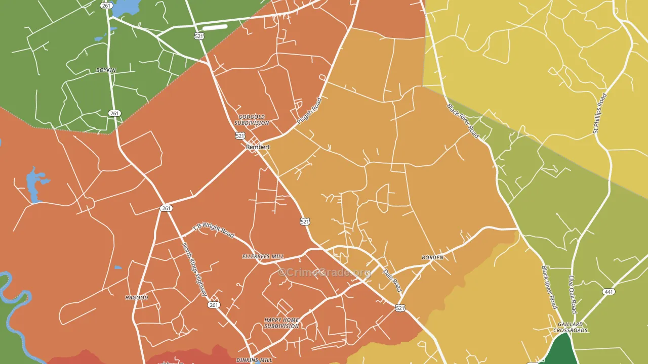29128, SC Map of Theft Rates