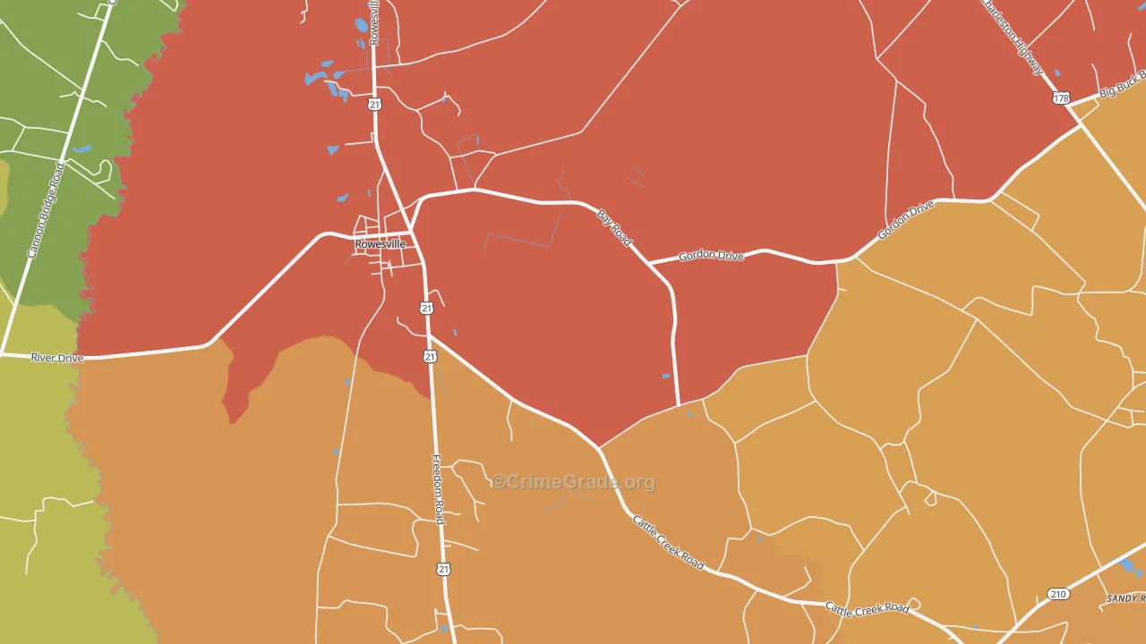 29133, SC Map of Theft Rates