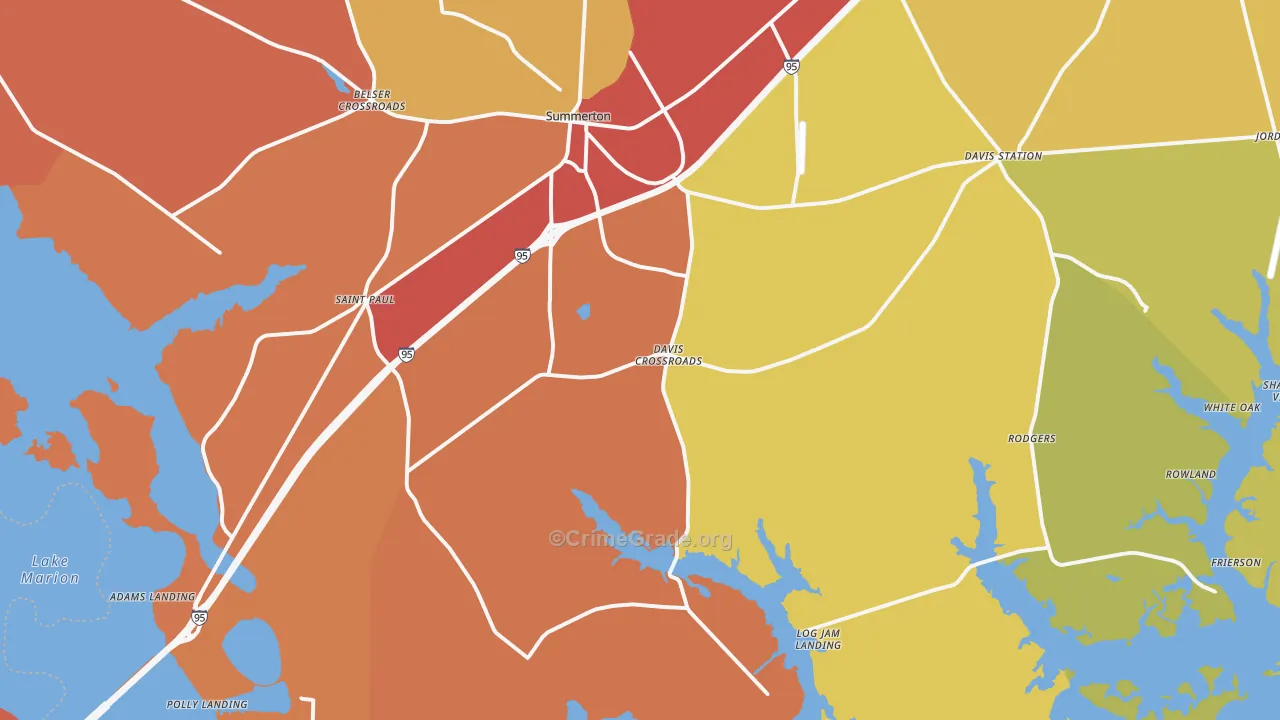 29148, SC Map of Theft Rates