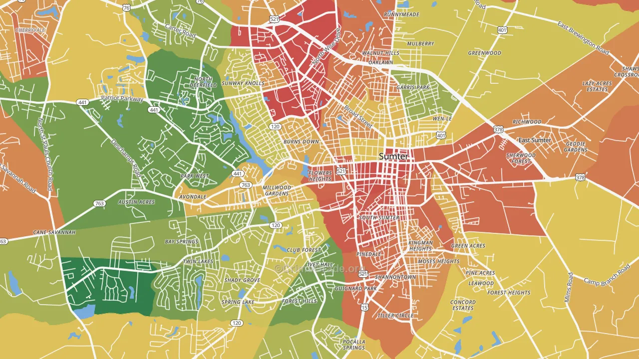 29150, SC Map of Theft Rates