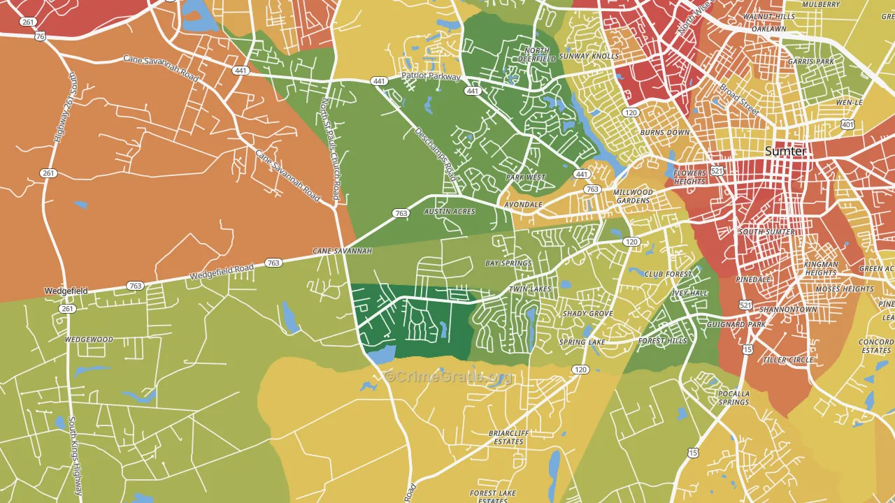 29154, SC Map of Theft Rates