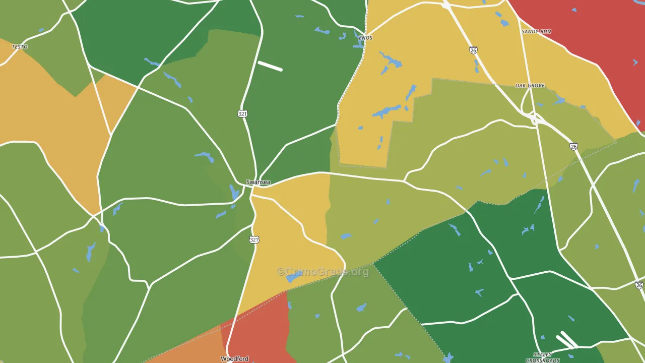 29160, SC Map of Theft Rates