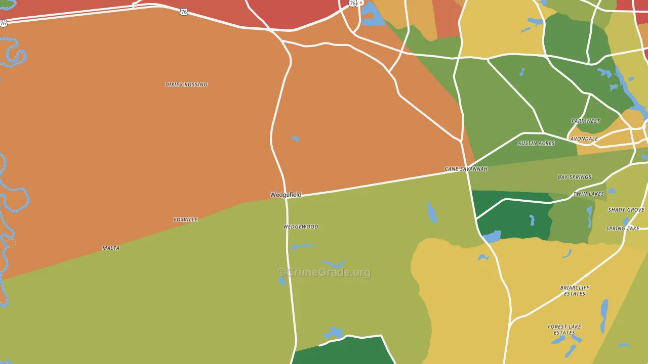 29168, SC Map of Theft Rates
