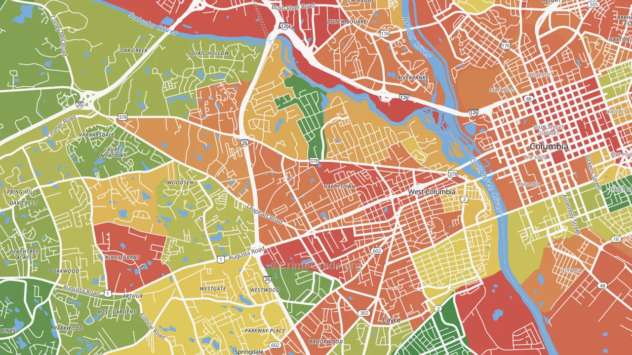 29169, SC Map of Theft Rates