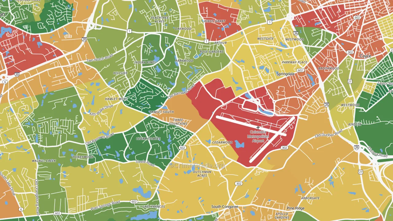 29170, SC Map of Theft Rates