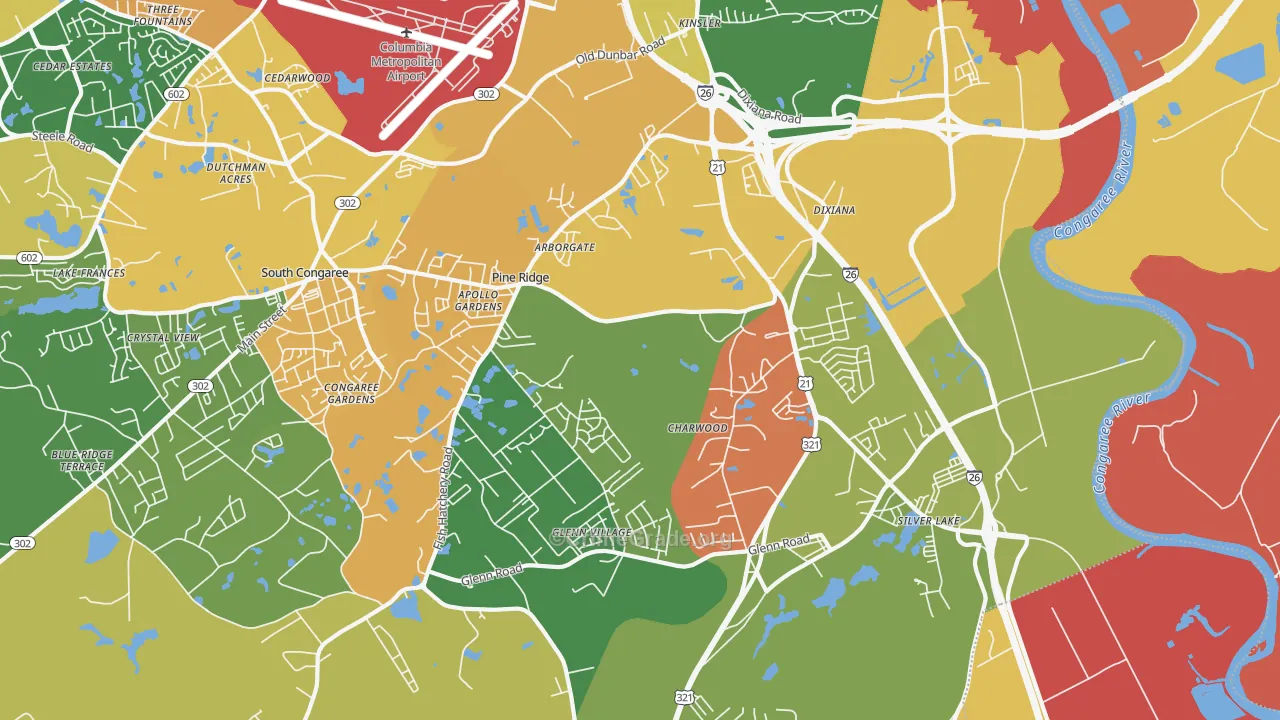 29172, SC Map of Theft Rates