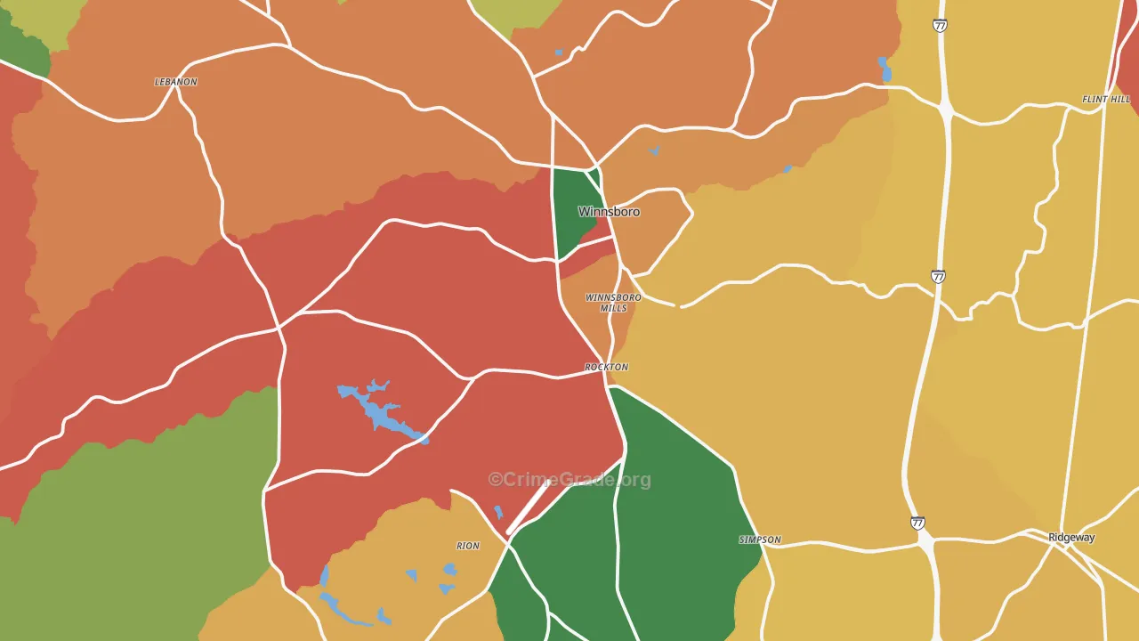 29180, SC Map of Theft Rates