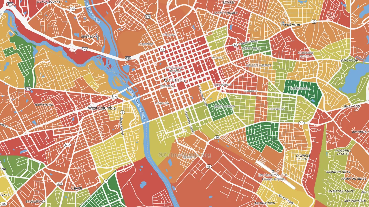 29201, SC Map of Theft Rates