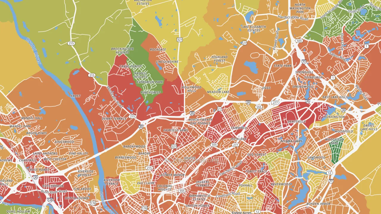 29203, SC Map of Theft Rates