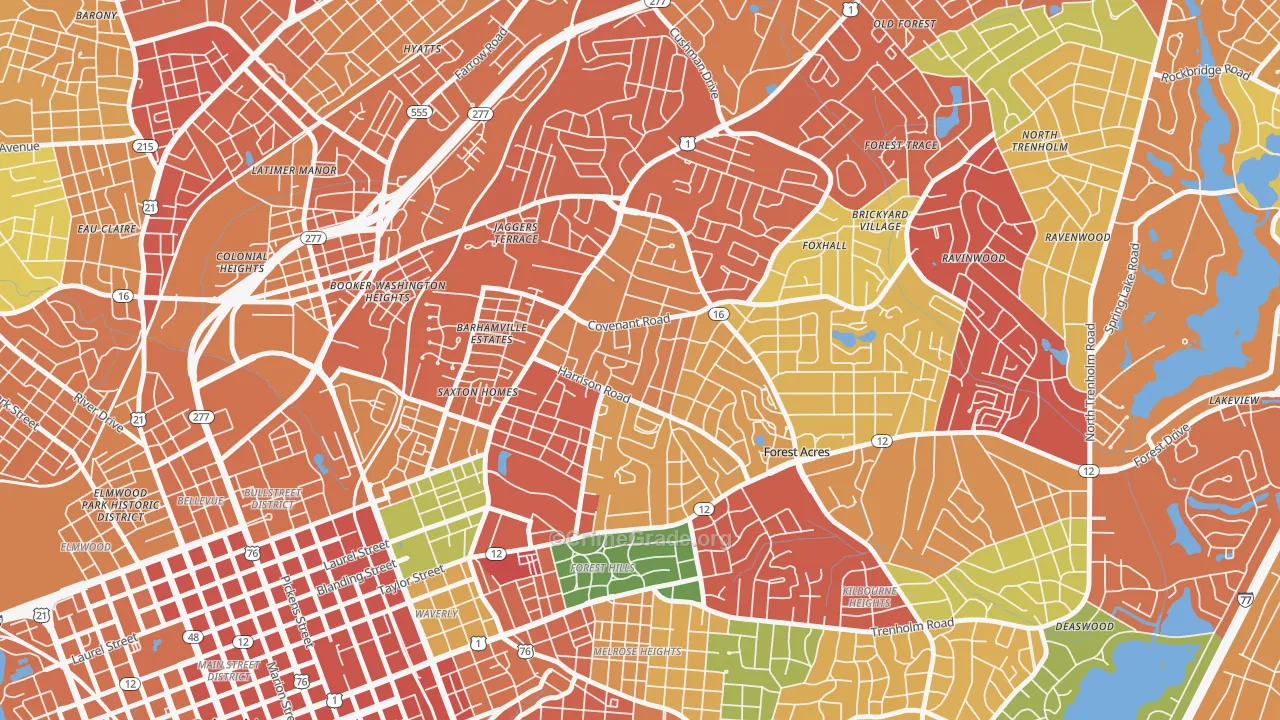 29204, SC Map of Theft Rates
