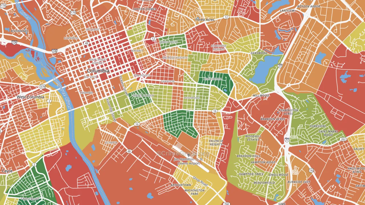 29205, SC Map of Theft Rates
