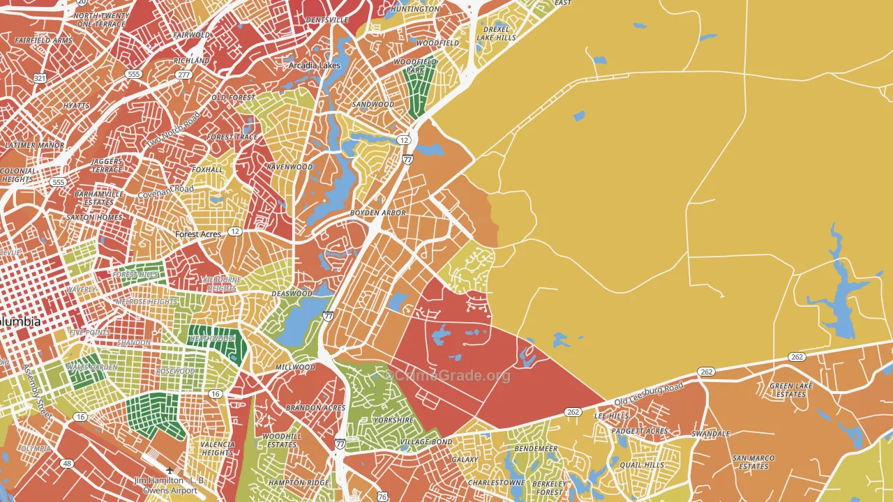 29207, SC Map of Theft Rates
