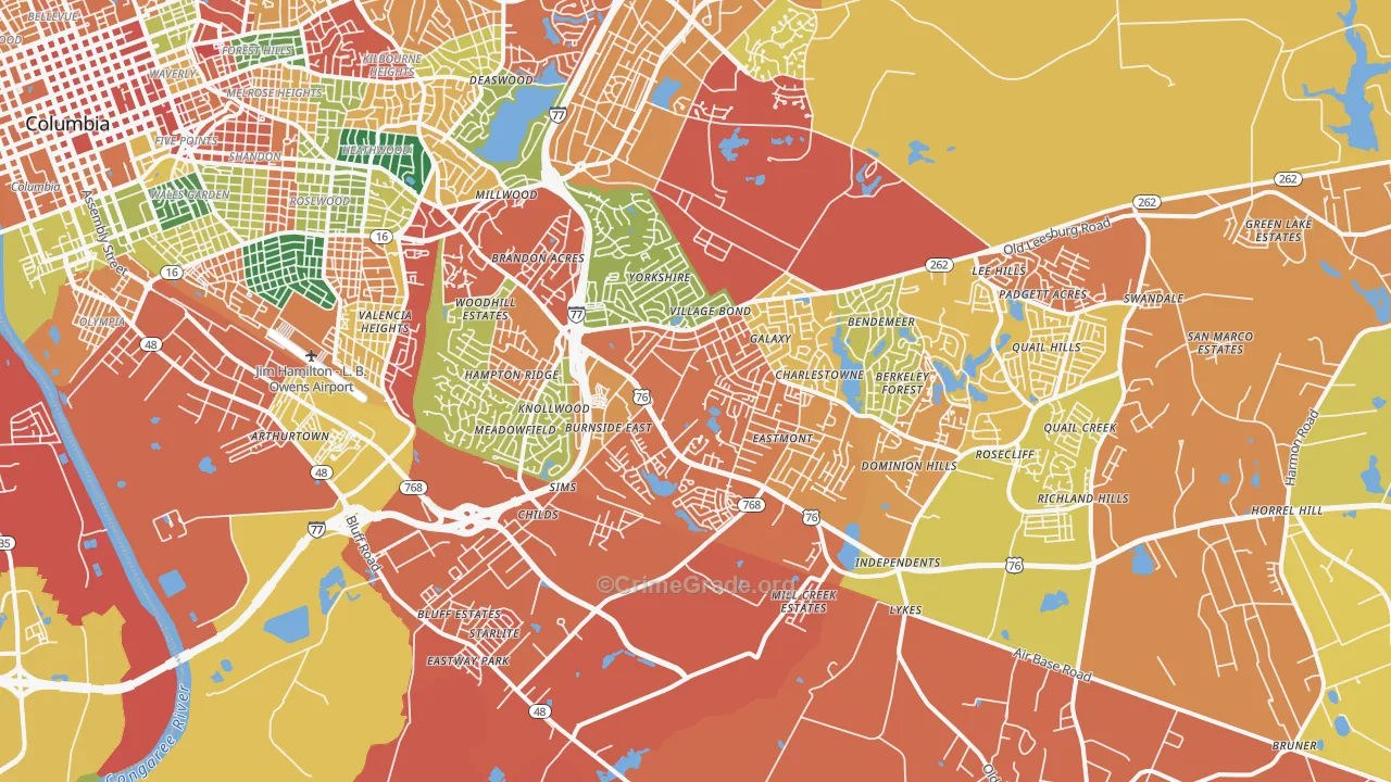 29209, SC Map of Theft Rates