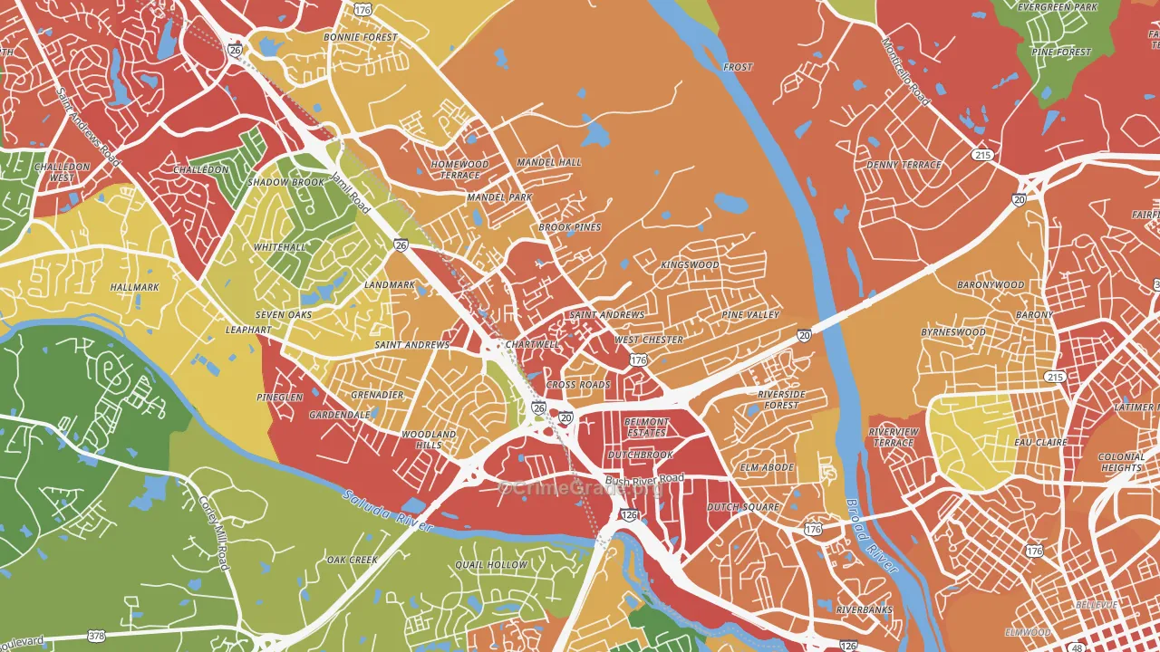 29210, SC Map of Theft Rates