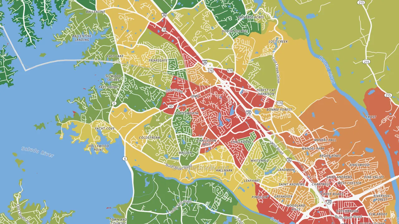 29212, SC Map of Theft Rates