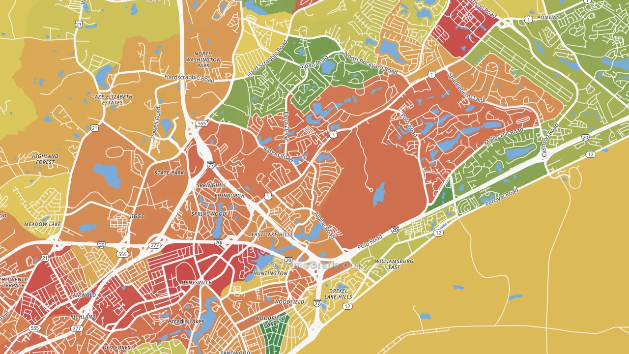 29223, SC Map of Theft Rates