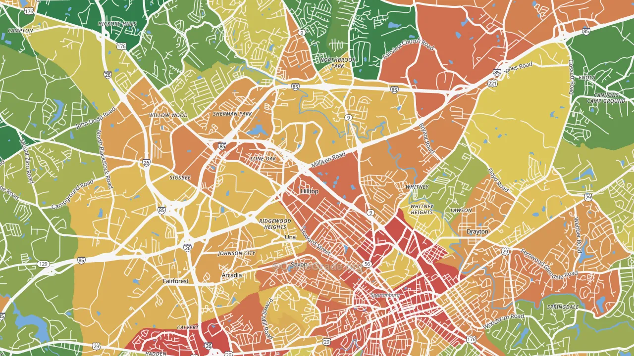 29303, SC Map of Theft Rates