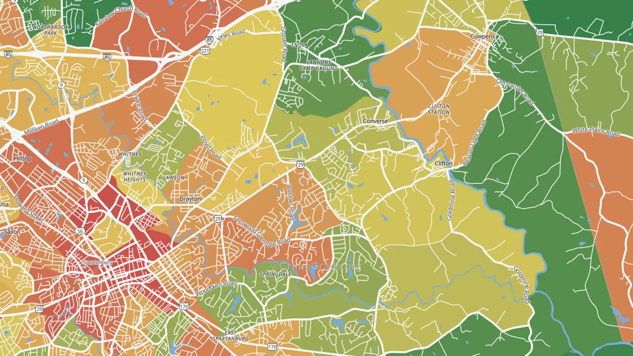 29307, SC Map of Theft Rates