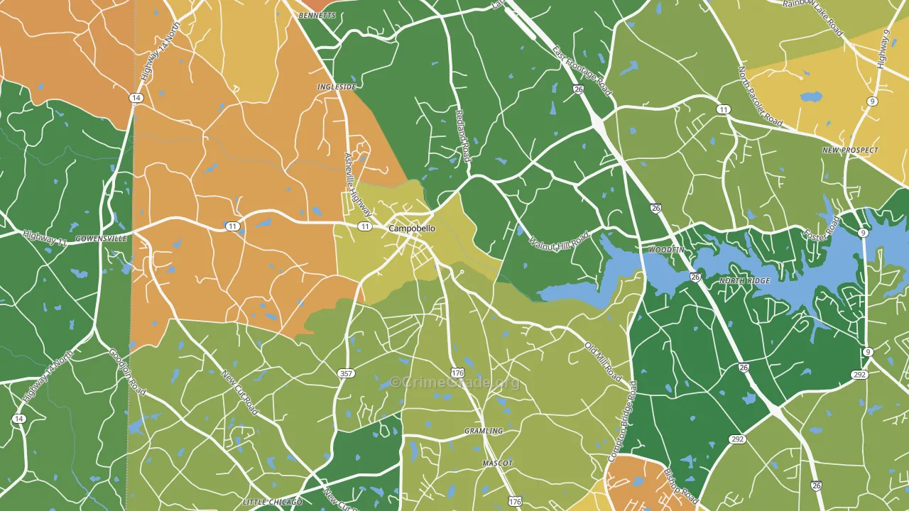 29322, SC Map of Theft Rates