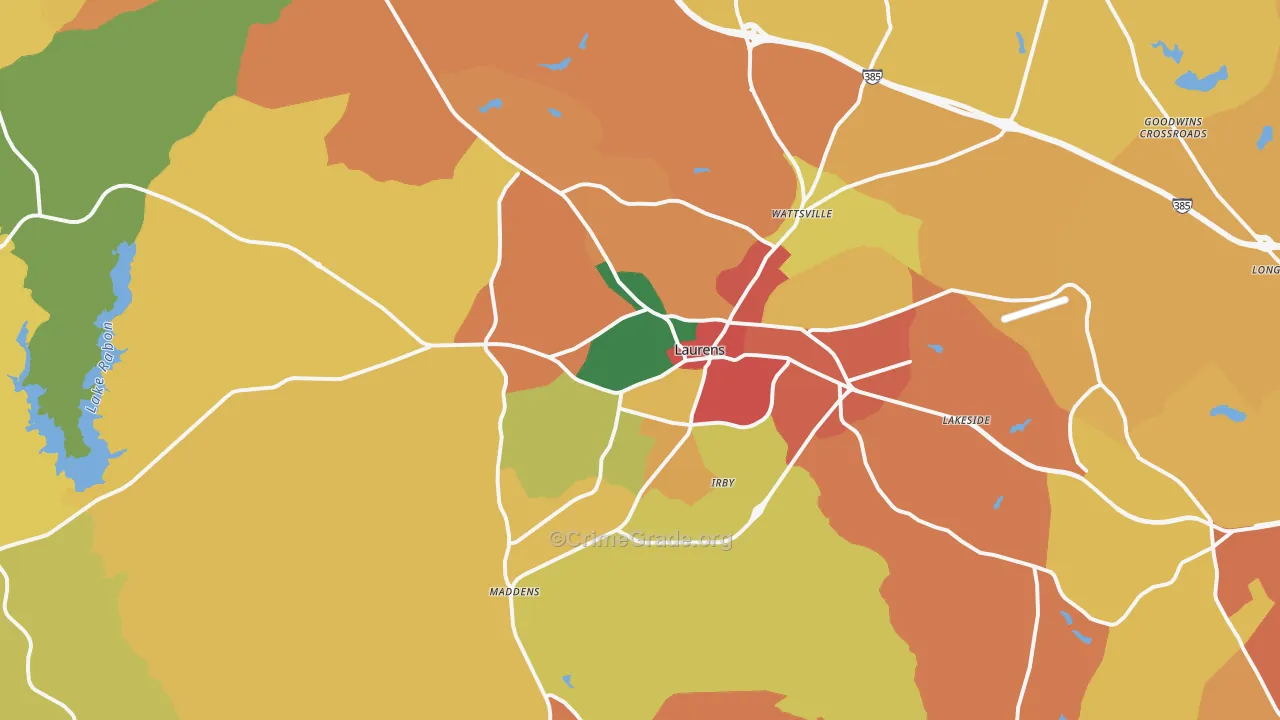 29360, SC Map of Theft Rates