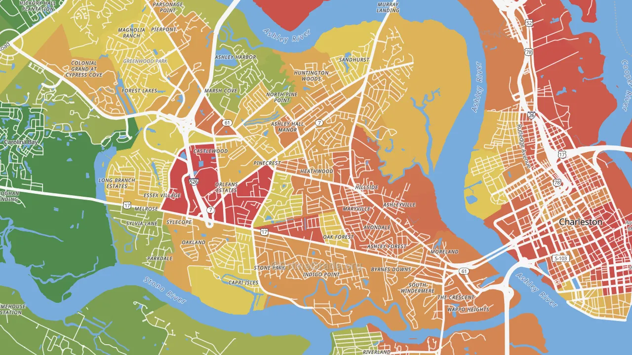 29407, SC Map of Theft Rates