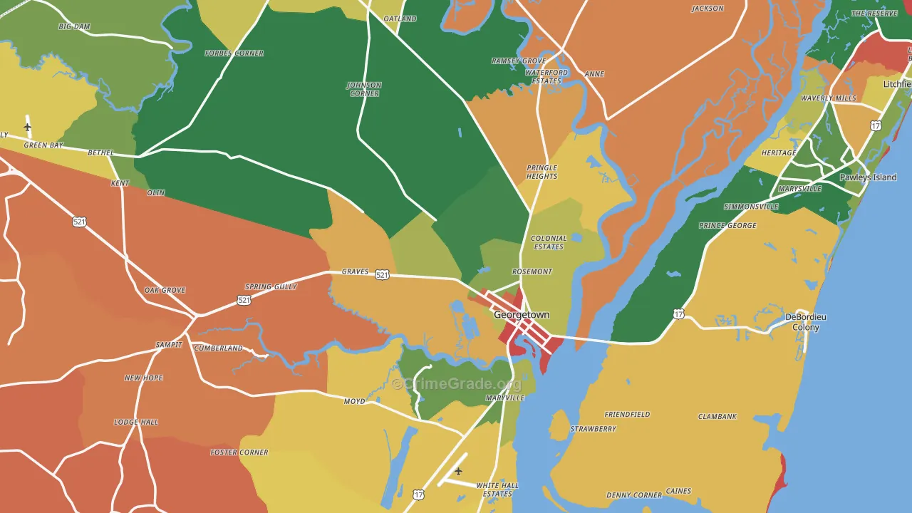 29440, SC Map of Theft Rates