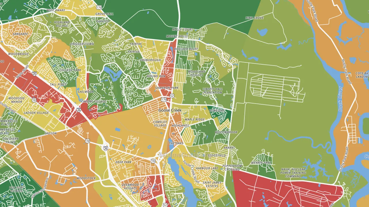 29445, SC Map of Theft Rates