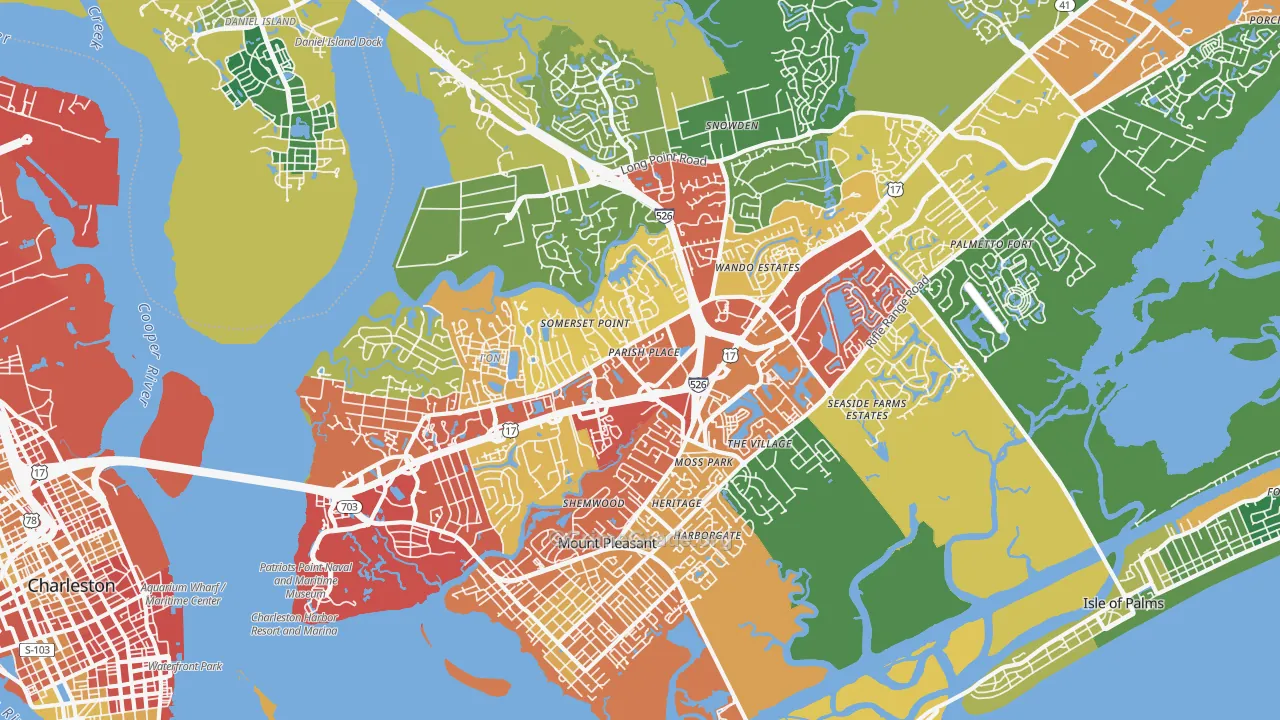29464, SC Map of Theft Rates