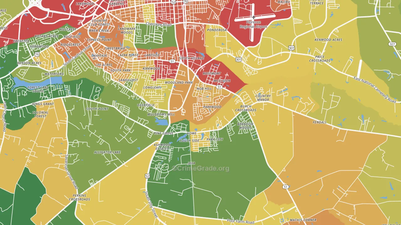 29505, SC Map of Theft Rates