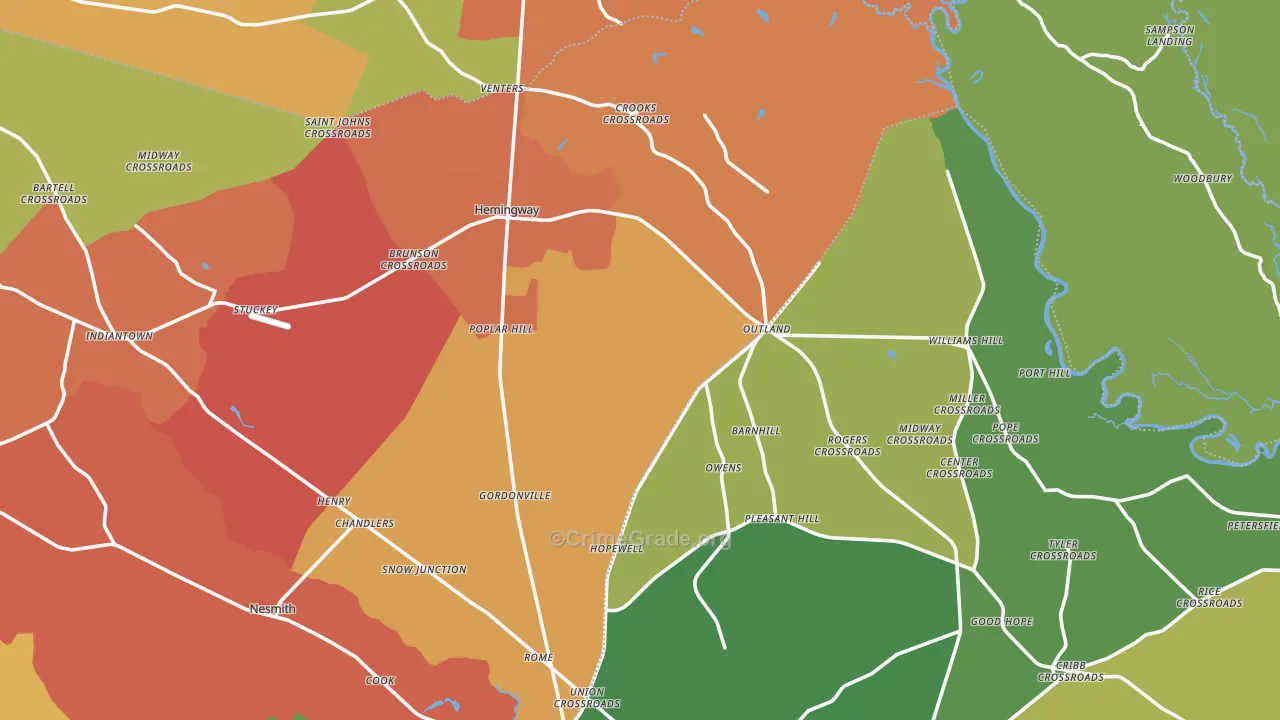 29554, SC Map of Theft Rates
