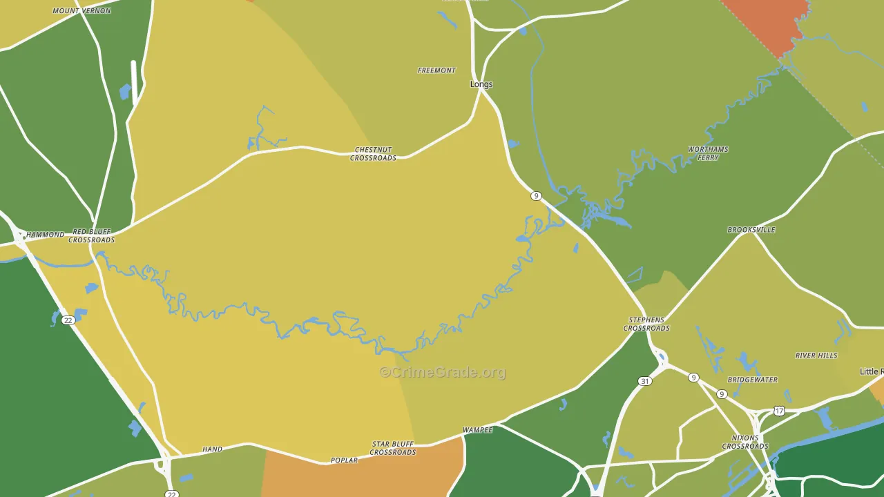 29568, SC Map of Theft Rates