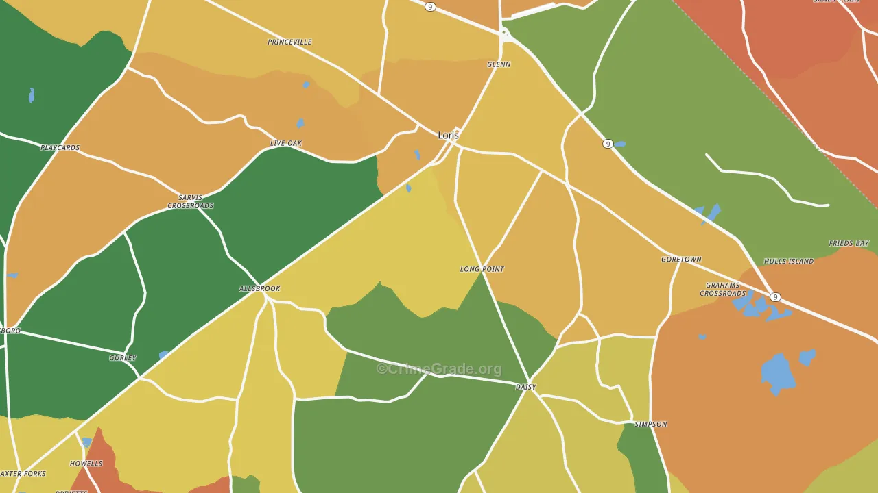 29569, SC Map of Theft Rates