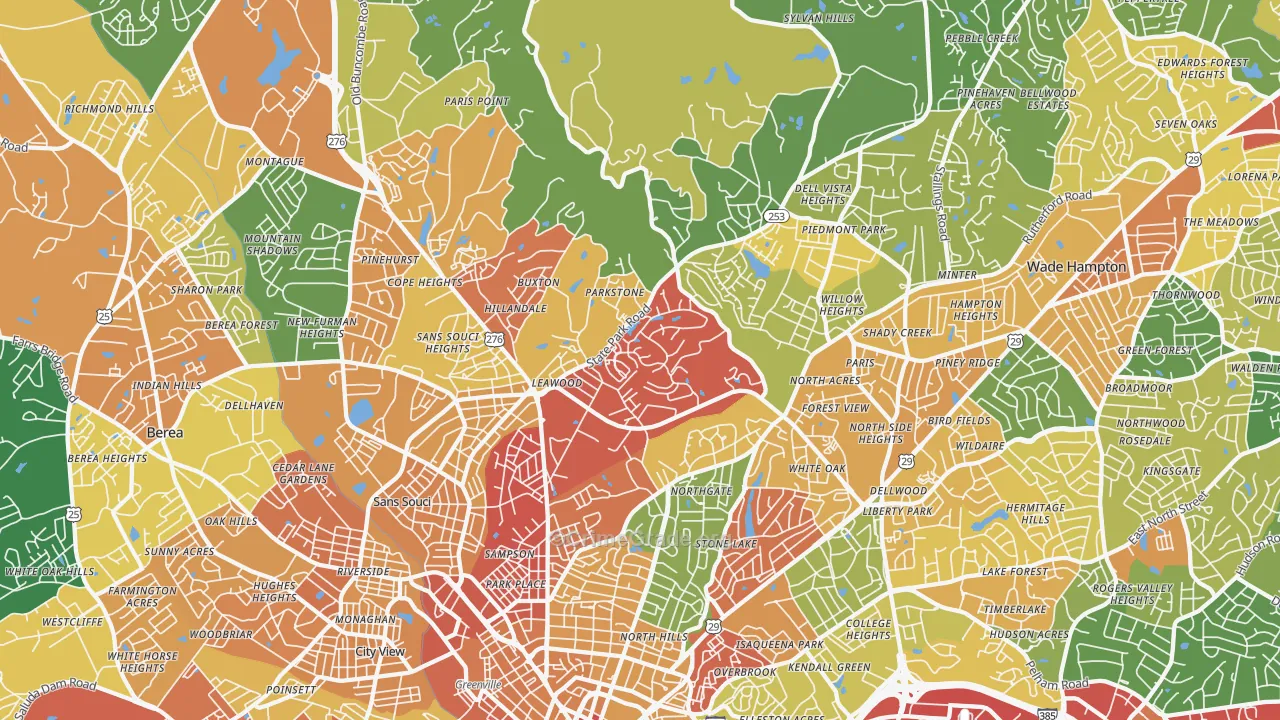 29609, SC Map of Theft Rates