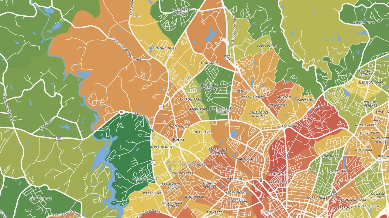 29617, SC Map of Theft Rates