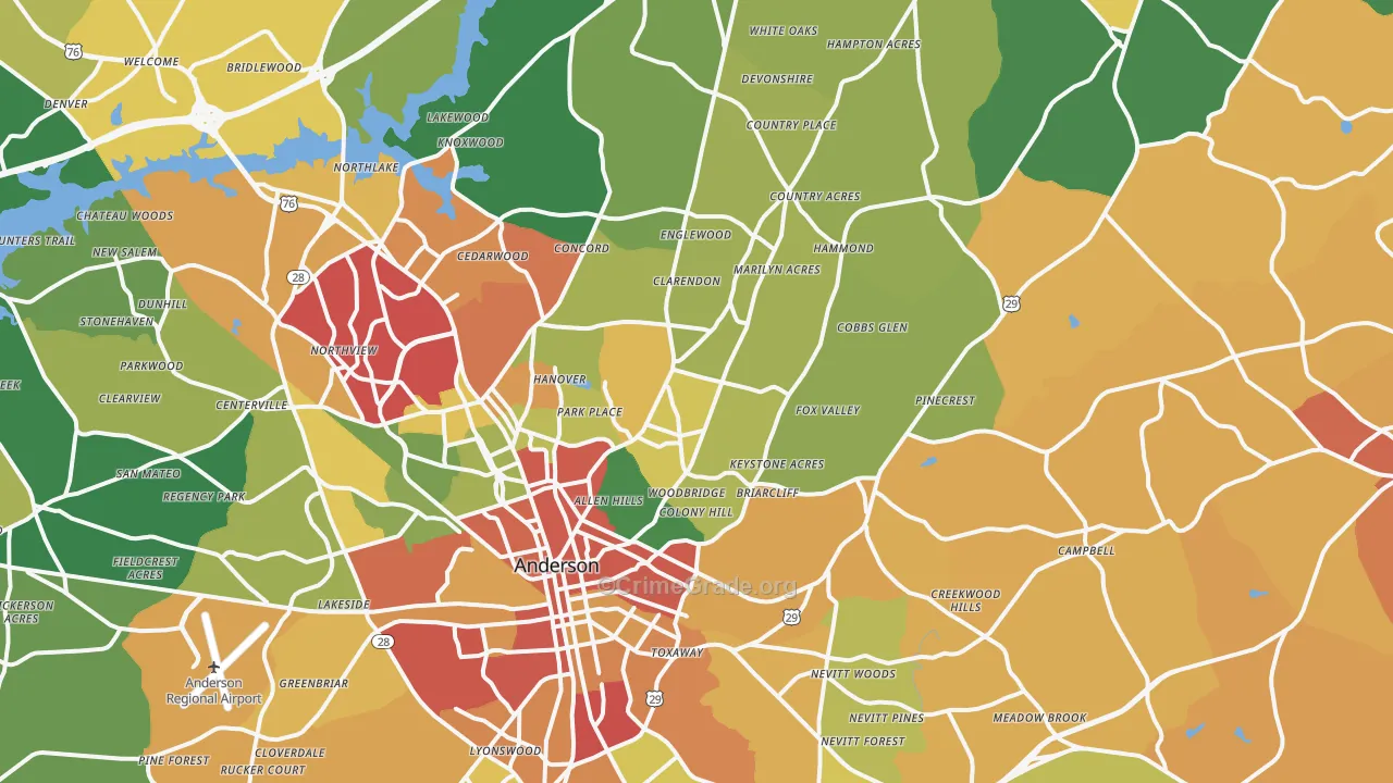 29621, SC Map of Theft Rates