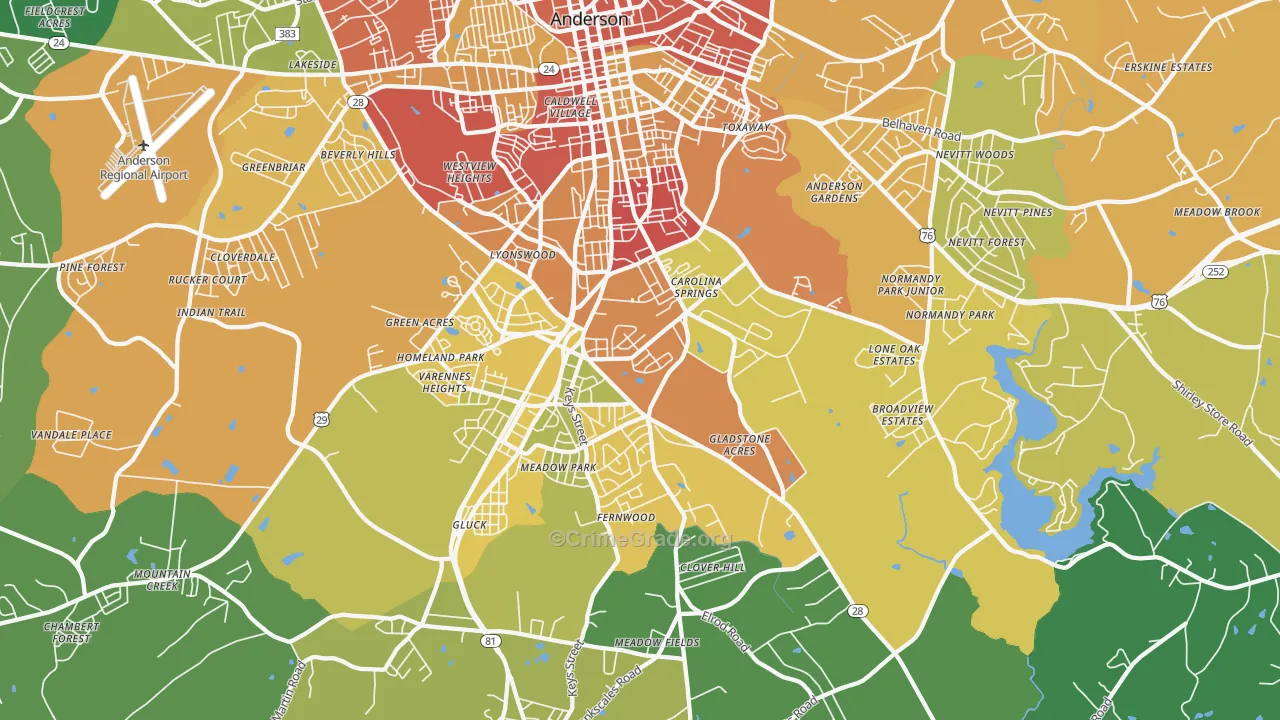 29624, SC Map of Theft Rates
