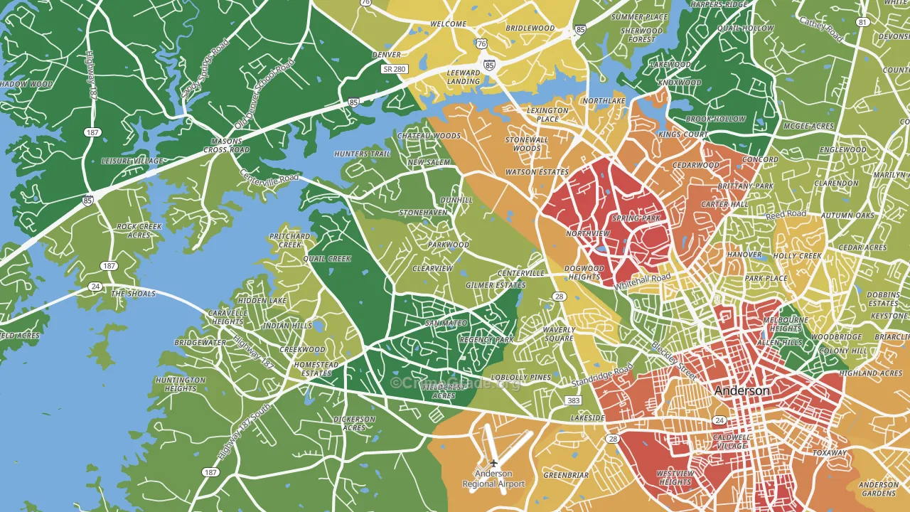 29625, SC Map of Theft Rates