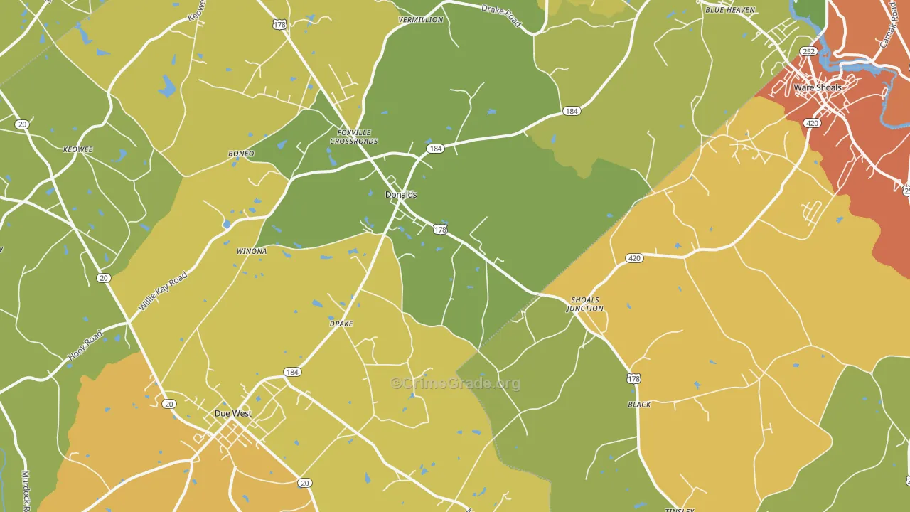 29638, SC Map of Theft Rates
