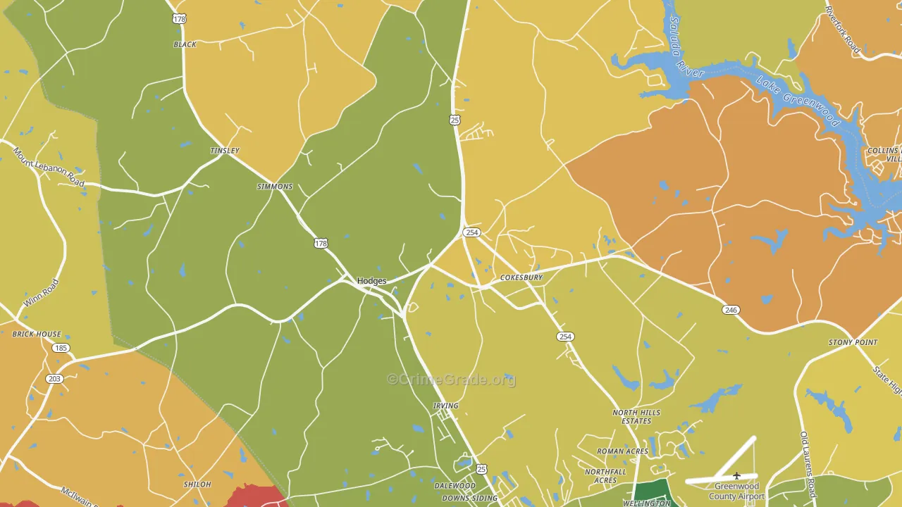 29653, SC Map of Theft Rates