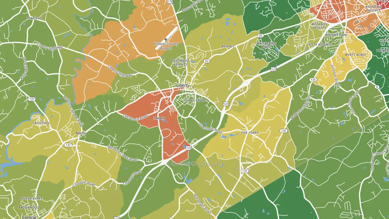 29657, SC Map of Theft Rates